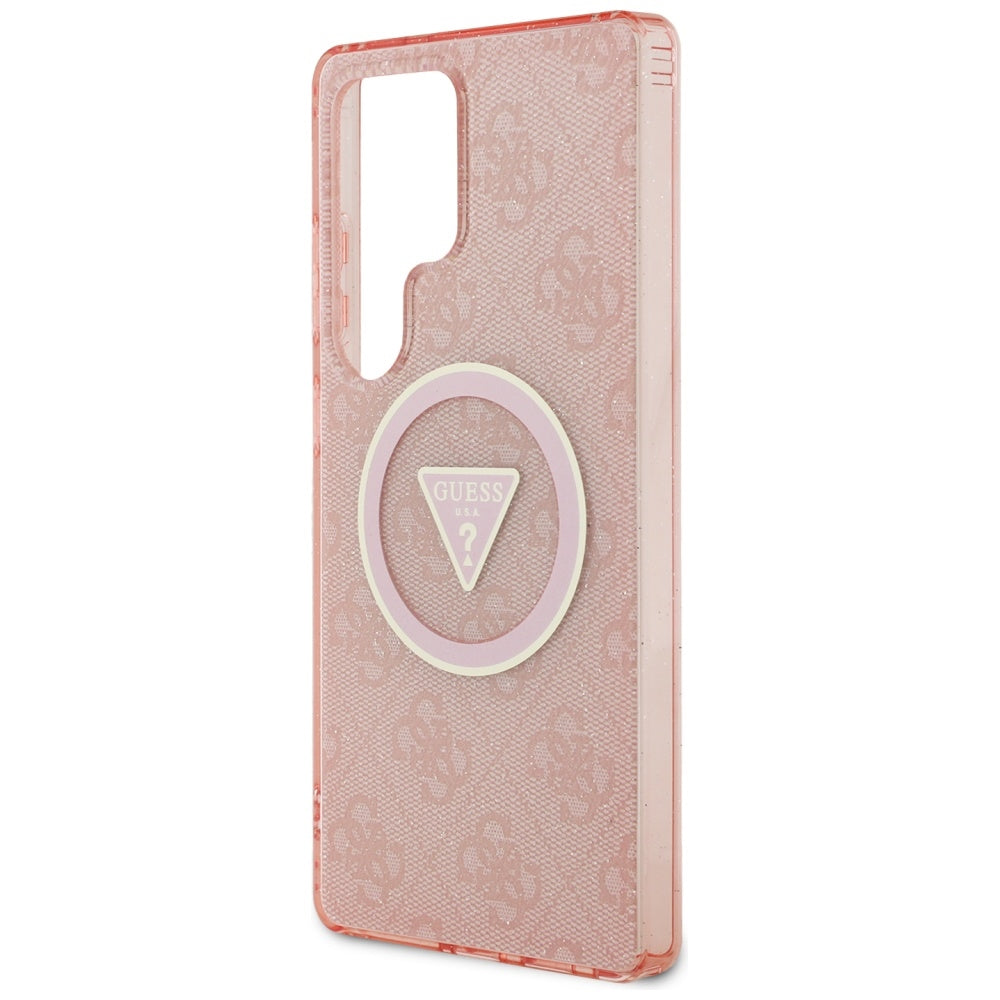 MagSafe hoesje voor Samsung Galaxy S25 Ultra S938, Guess, IML Glitter 4G Circle Triangle, Roze