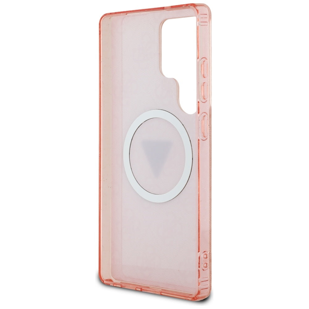 MagSafe hoesje voor Samsung Galaxy S25 Ultra S938, Guess, IML Glitter 4G Circle Triangle, Roze