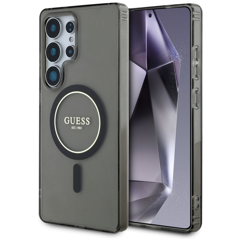 MagSafe hoesje voor Samsung Galaxy S25 Ultra S938, Guess, IML Glitter Circle, Zwart