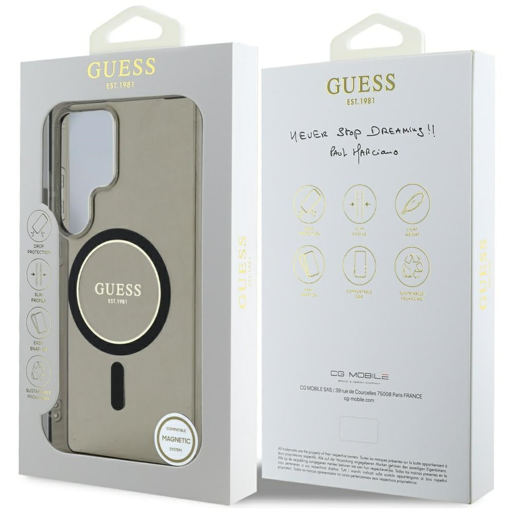 MagSafe hoesje voor Samsung Galaxy S25 Ultra S938, Guess, IML Glitter Circle, Zwart