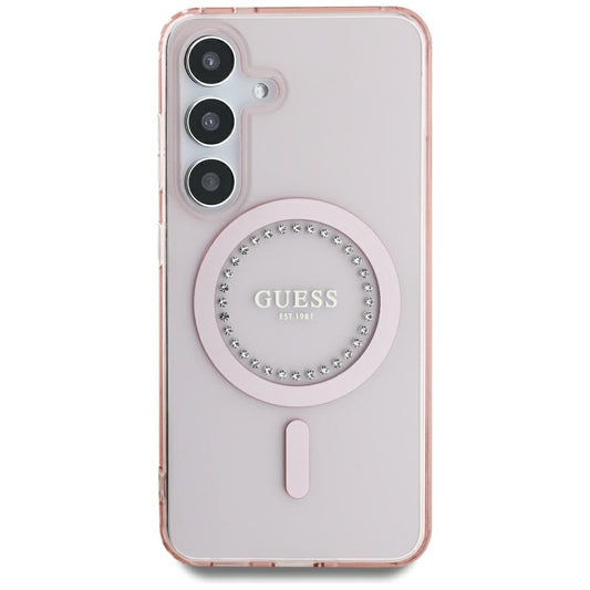 MagSafe hoesje voor Samsung Galaxy S25 S931, Guess, IML Rhinestone, Roze