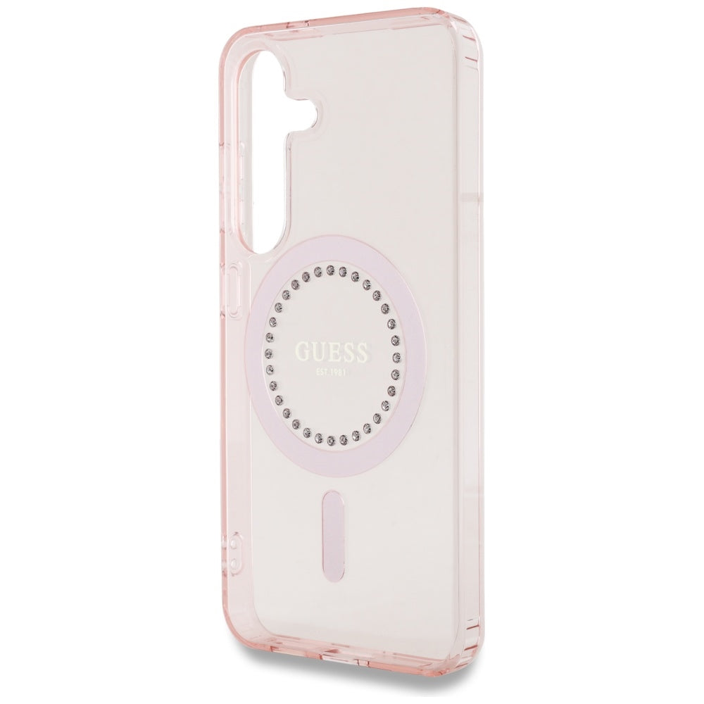 MagSafe hoesje voor Samsung Galaxy S25 S931, Guess, IML Rhinestone, Roze