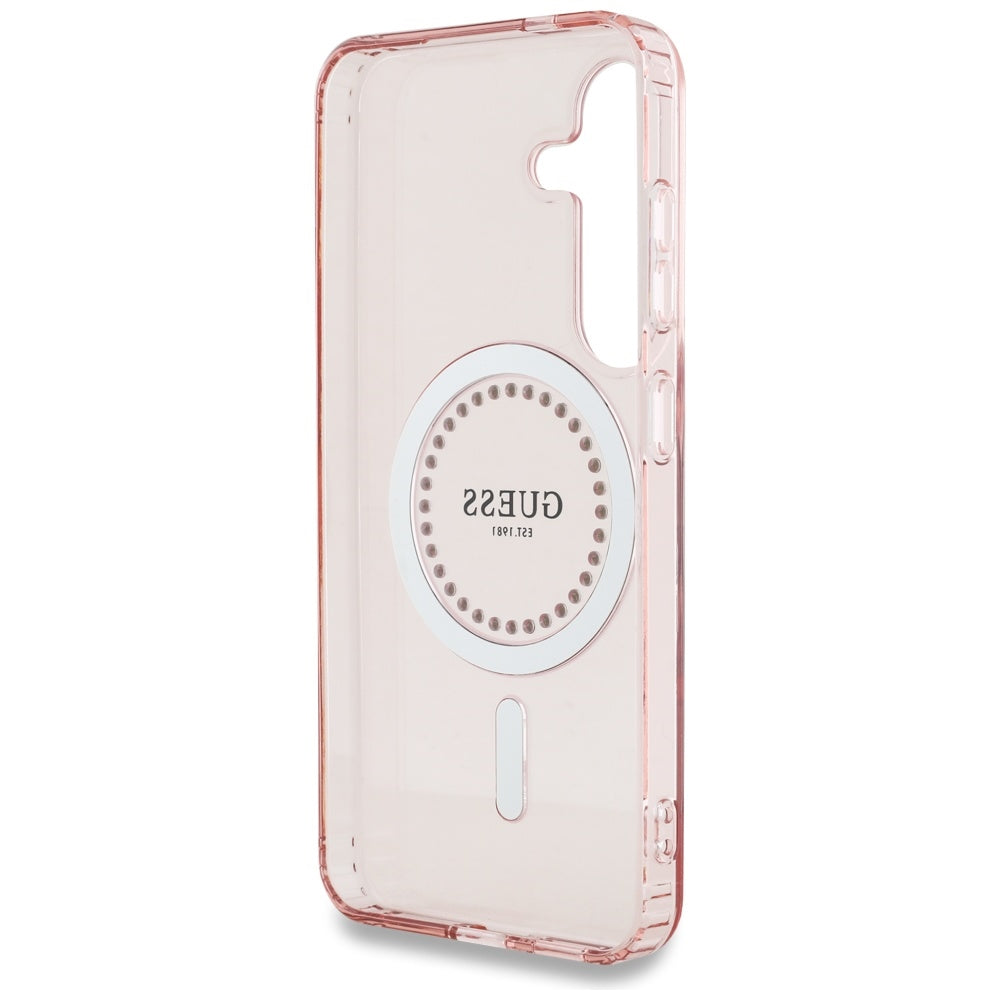 MagSafe hoesje voor Samsung Galaxy S25 S931, Guess, IML Rhinestone, Roze