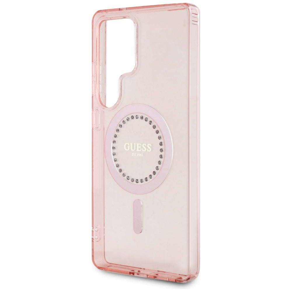 MagSafe hoesje voor Samsung Galaxy S25 Ultra S938, Guess, IML Rhinestone, Roze