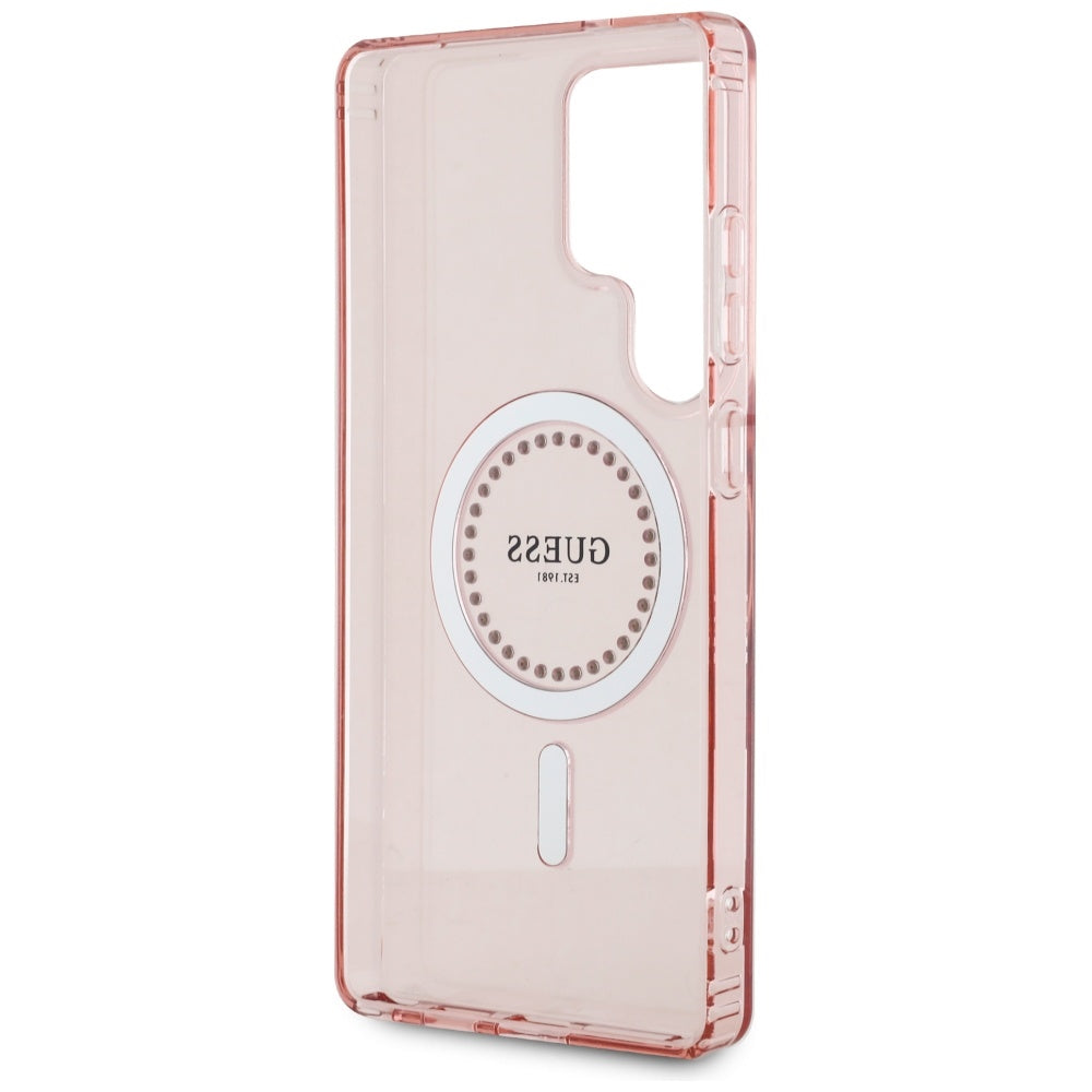 MagSafe hoesje voor Samsung Galaxy S25 Ultra S938, Guess, IML Rhinestone, Roze