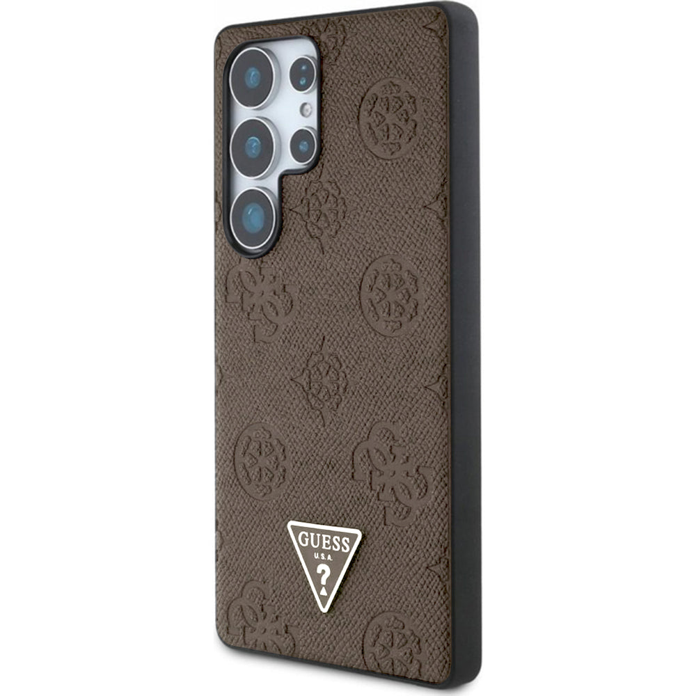 MagSafe hoes voor Samsung Galaxy S25 Ultra S938, Guess, Peony Grained Hot Stamp Triangle, Bruin