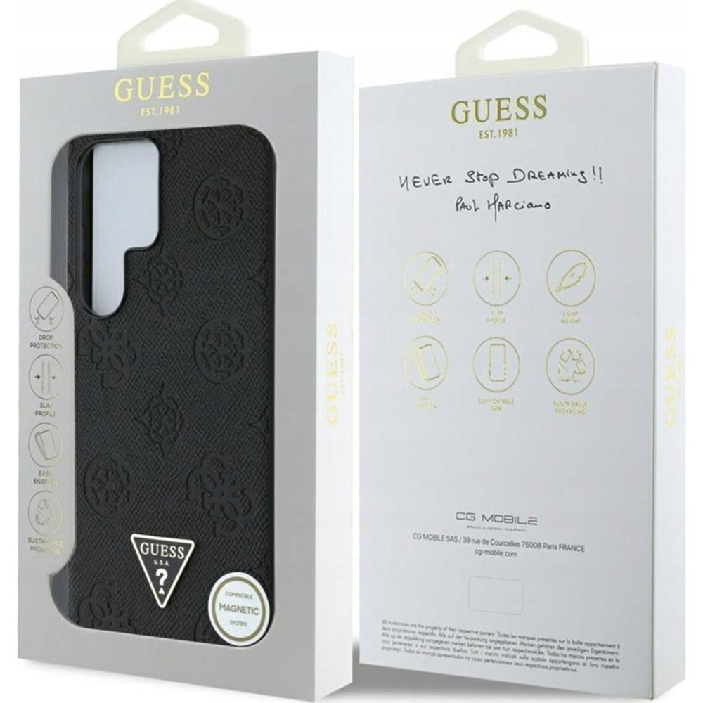 MagSafe hoes voor Samsung Galaxy S25 Ultra S938, Guess, Peony Grained Hot Stamp Triangle, Bruin