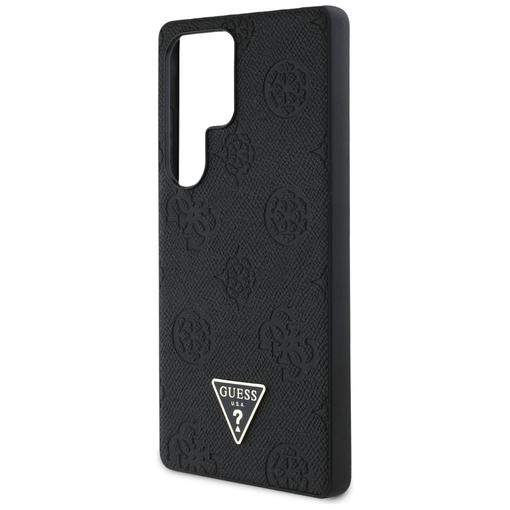 MagSafe hoes voor Samsung Galaxy S25 Ultra S938, Guess, Peony Grained Hot Stamp Triangle, Zwart