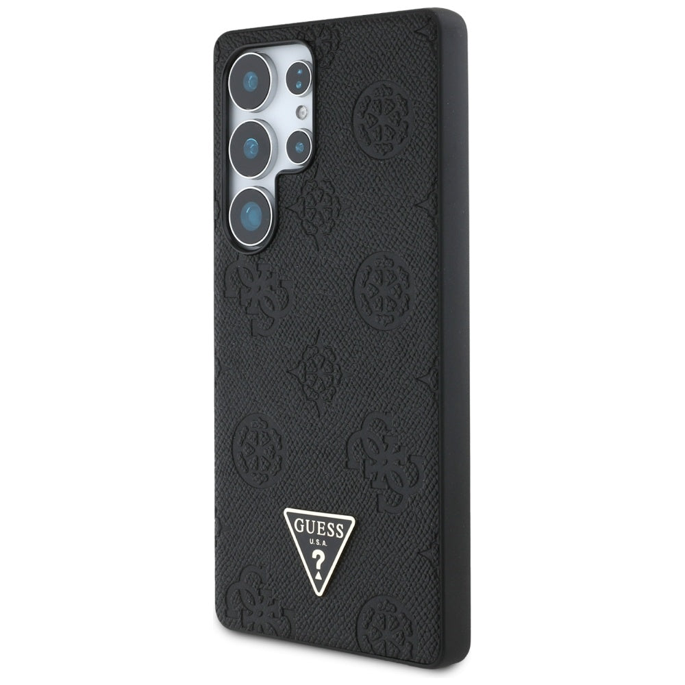 MagSafe hoes voor Samsung Galaxy S25 Ultra S938, Guess, Peony Grained Hot Stamp Triangle, Zwart