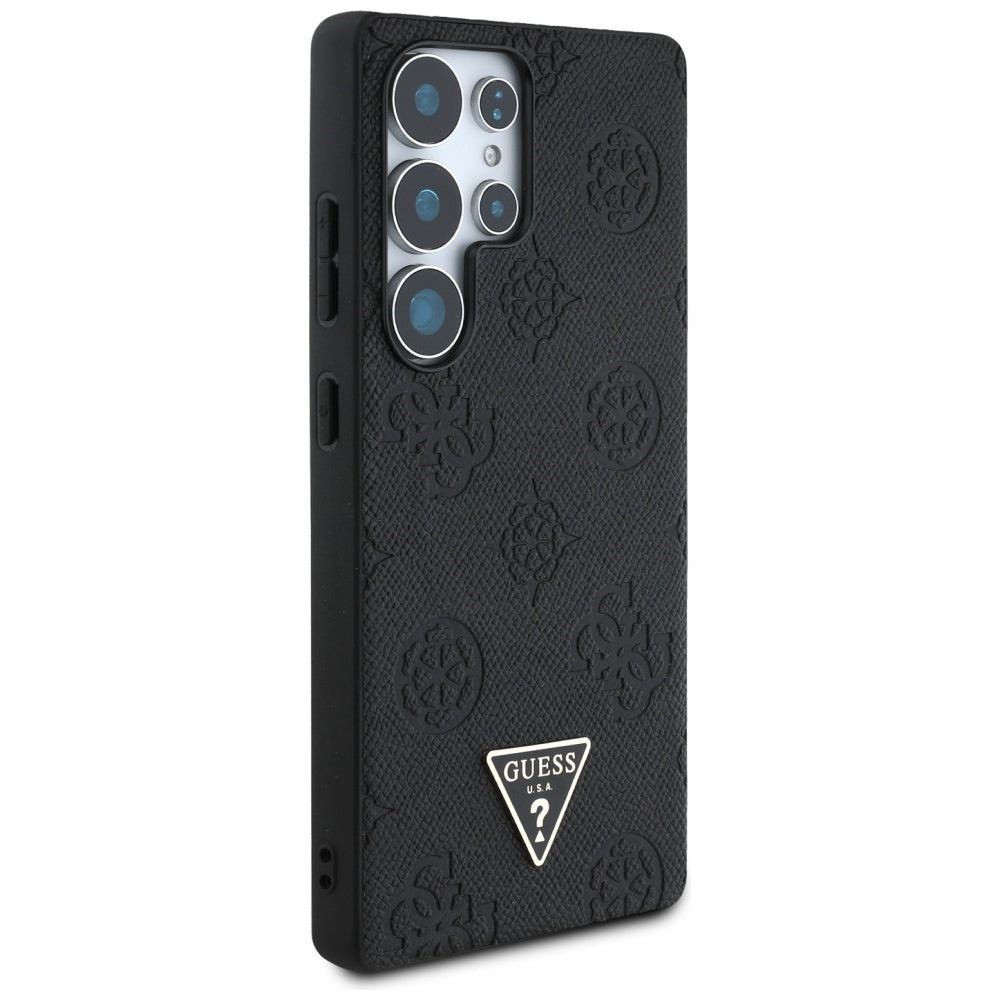 MagSafe hoes voor Samsung Galaxy S25 Ultra S938, Guess, Peony Grained Hot Stamp Triangle, Zwart