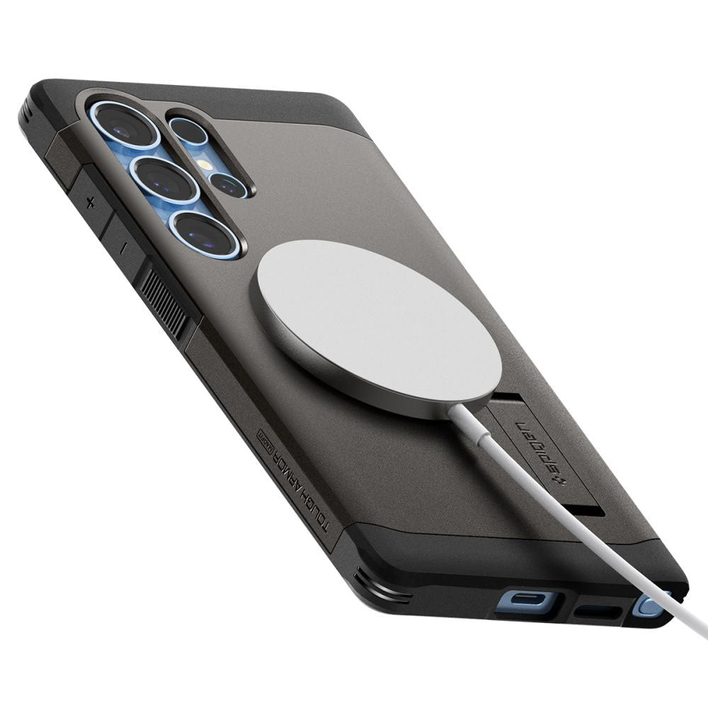 MagSafe Case for Samsung Galaxy S25 Ultra S938, Spigen, Tough Armor, Gray ACS08965