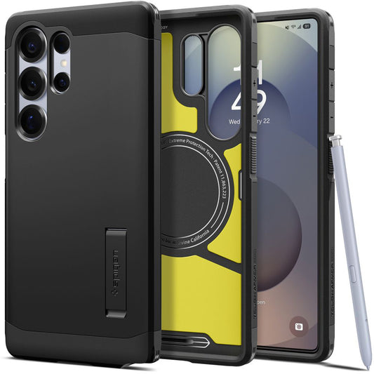 MagSafe hoesje voor Samsung Galaxy S25 Ultra S938, Spigen, Tough Armor, Zwart