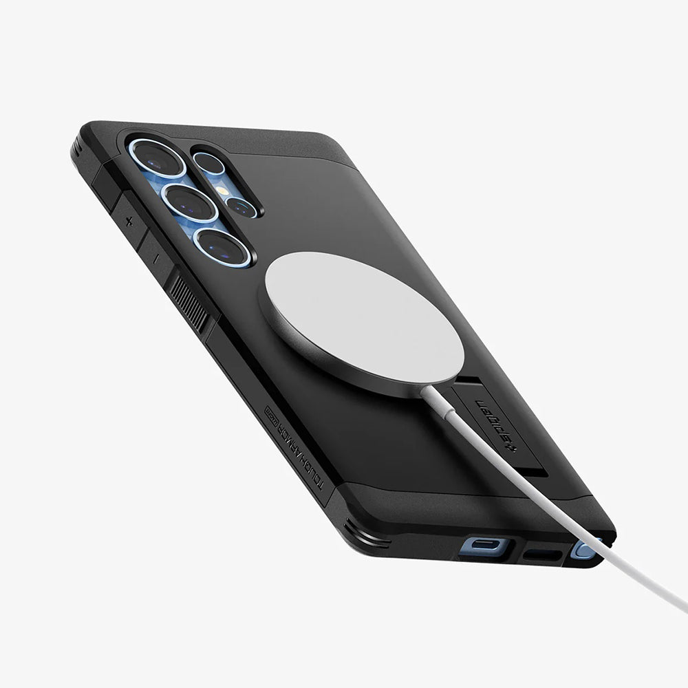 MagSafe Case for Samsung Galaxy S25 Ultra S938, Spigen, Tough Armor, Black ACS08964