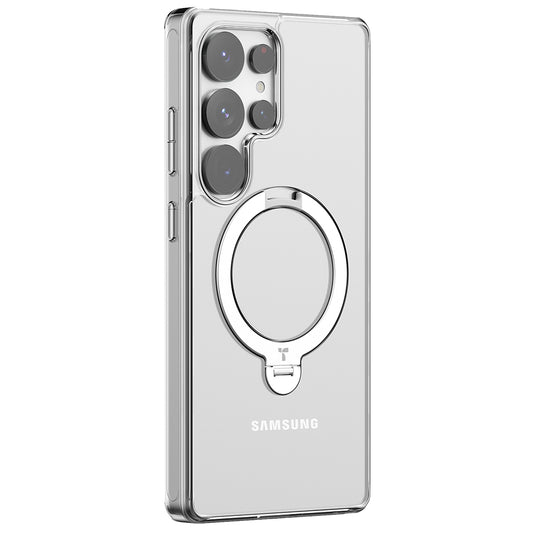 MagSafe hoesje voor Samsung Galaxy S25 Ultra S938, Torras, Ostand Spin, Transparant