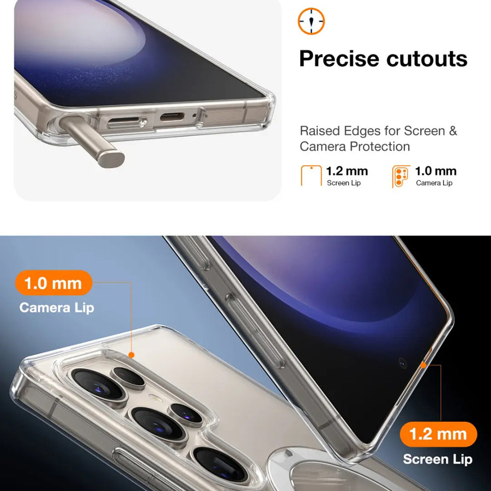 MagSafe hoesje voor Samsung Galaxy S25 Ultra S938, Torras, Ostand Spin, Transparant