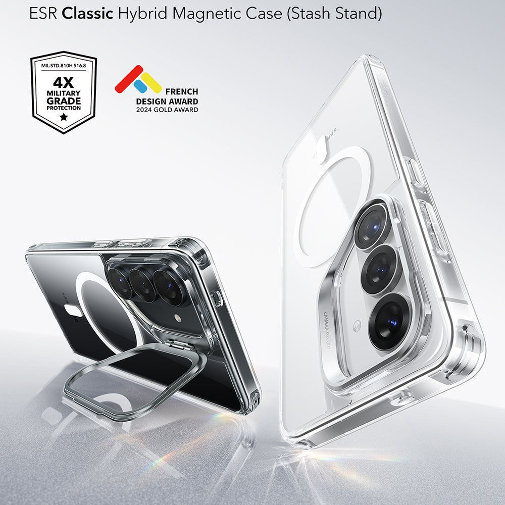 MagSafe hoesje voor Samsung Galaxy S26 S942, ESR, Classic Hybrid Kickstand, Transparant