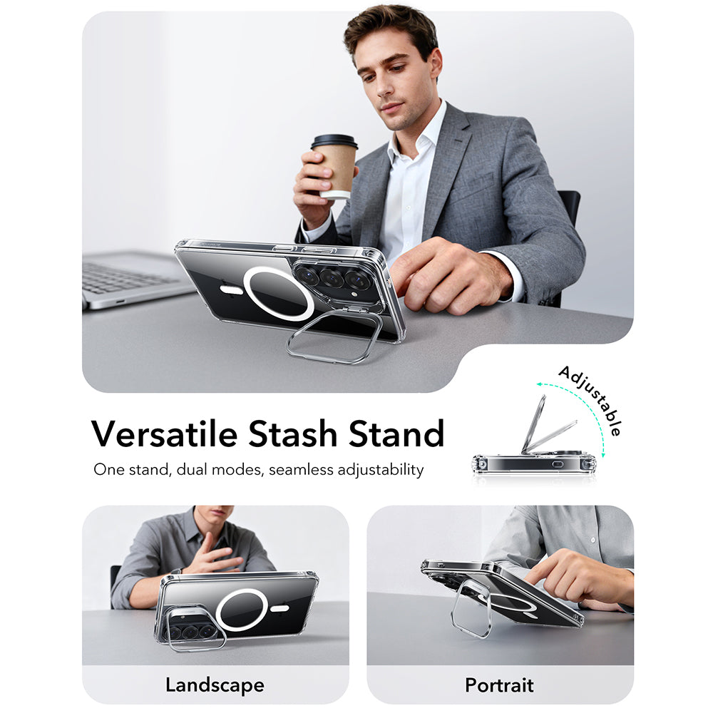 MagSafe hoesje voor Samsung Galaxy S26 Plus S947, ESR, Classic Hybrid Kickstand, Transparant