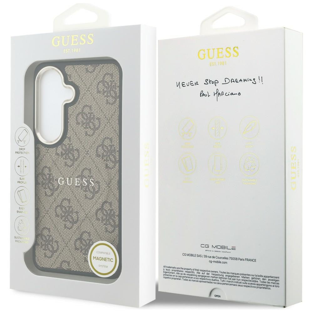 MagSafe hoesje voor Samsung Galaxy S26 Plus S947, Guess, 4G Embossed Ring, Bruin