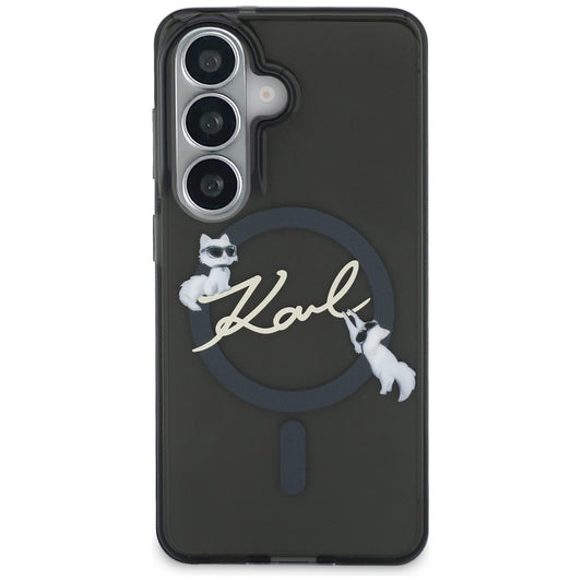 MagSafe-hoes voor Samsung Galaxy S26 Plus S947, Karl Lagerfeld, IML Choupette Karl Script Logo, Zwart