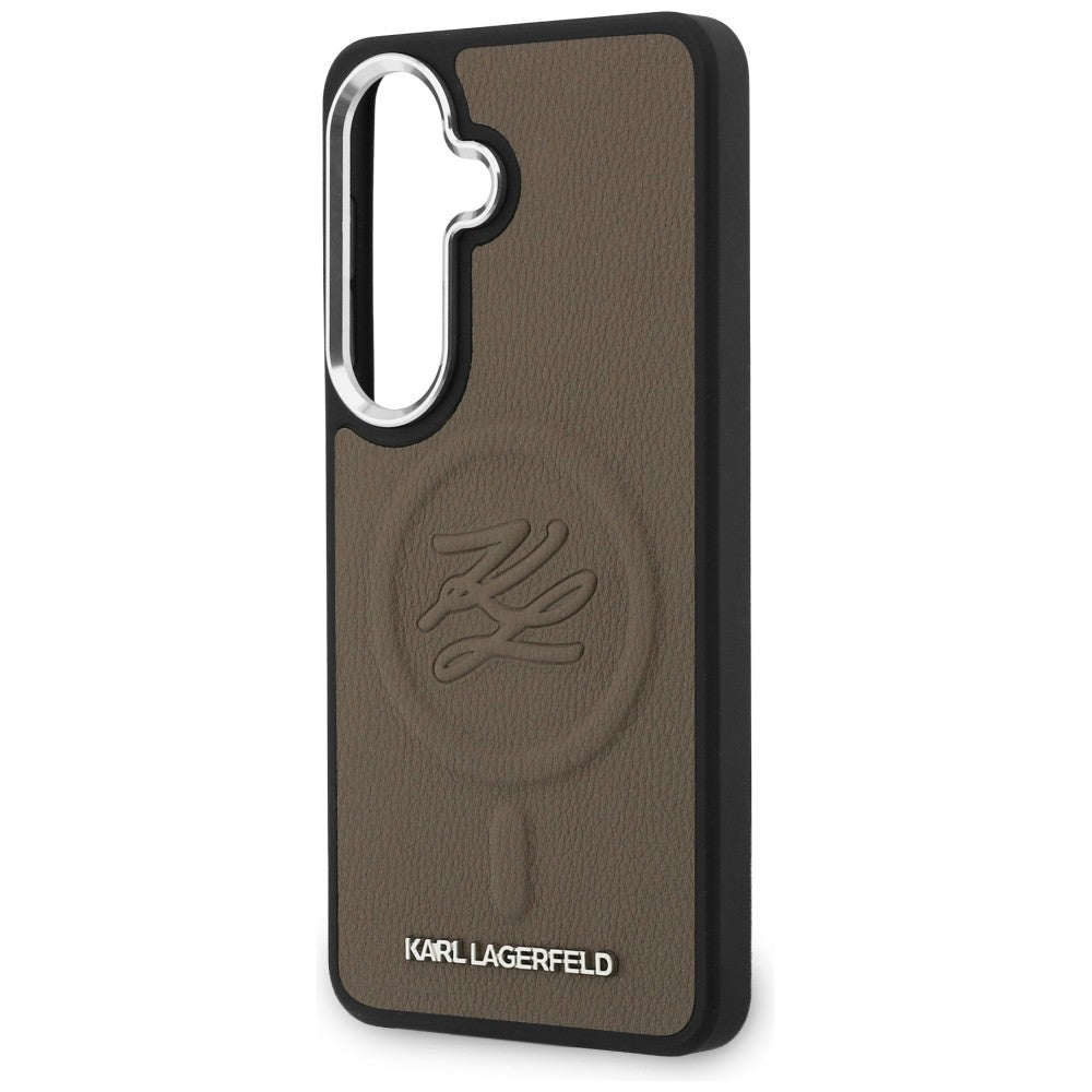MagSafe hoesje voor Samsung Galaxy S26 Plus S947, Karl Lagerfeld, Initial Logo Debossed, Bruin