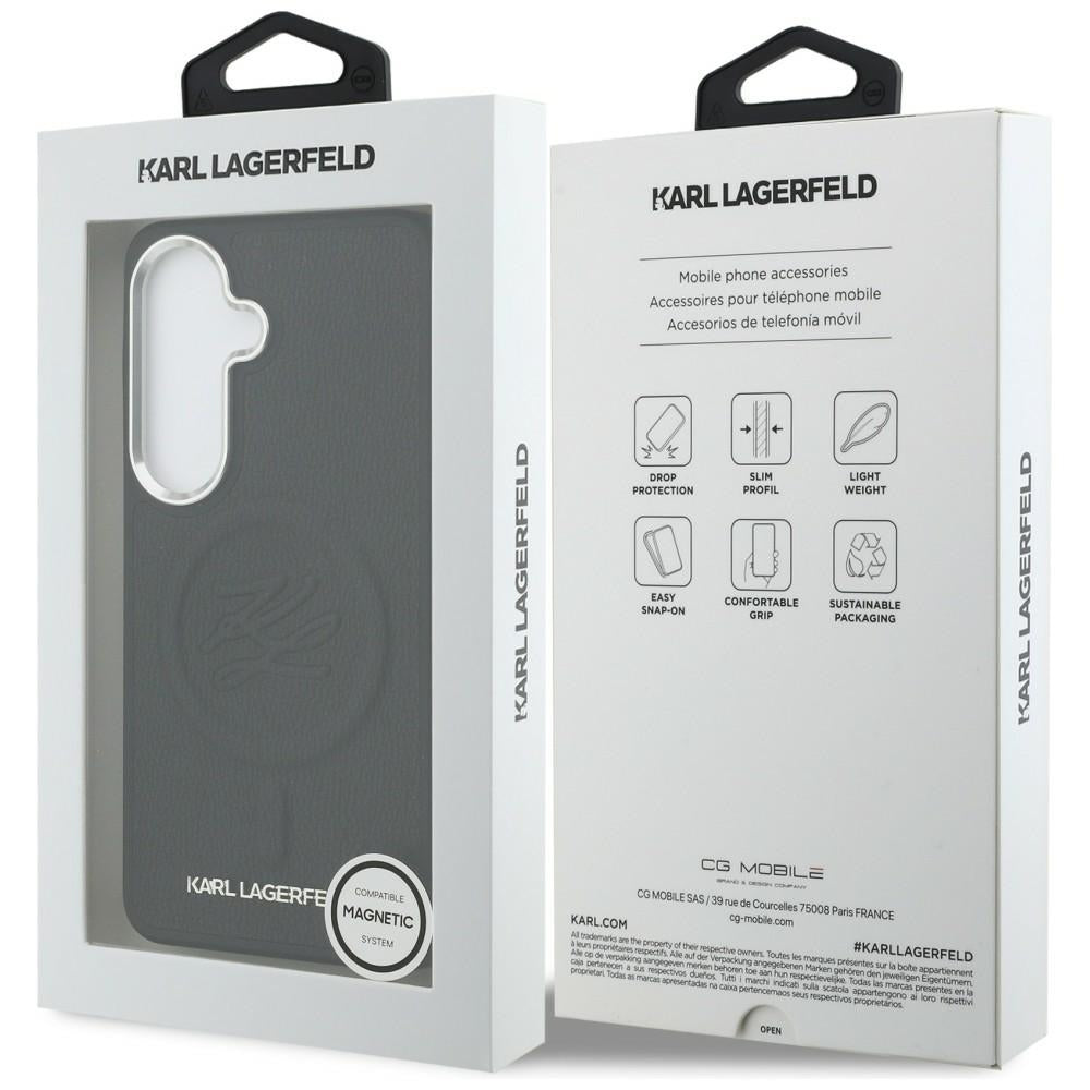 MagSafe hoes voor Samsung Galaxy S26 Plus S947, Karl Lagerfeld, Initial Logo Debossed, Zwart