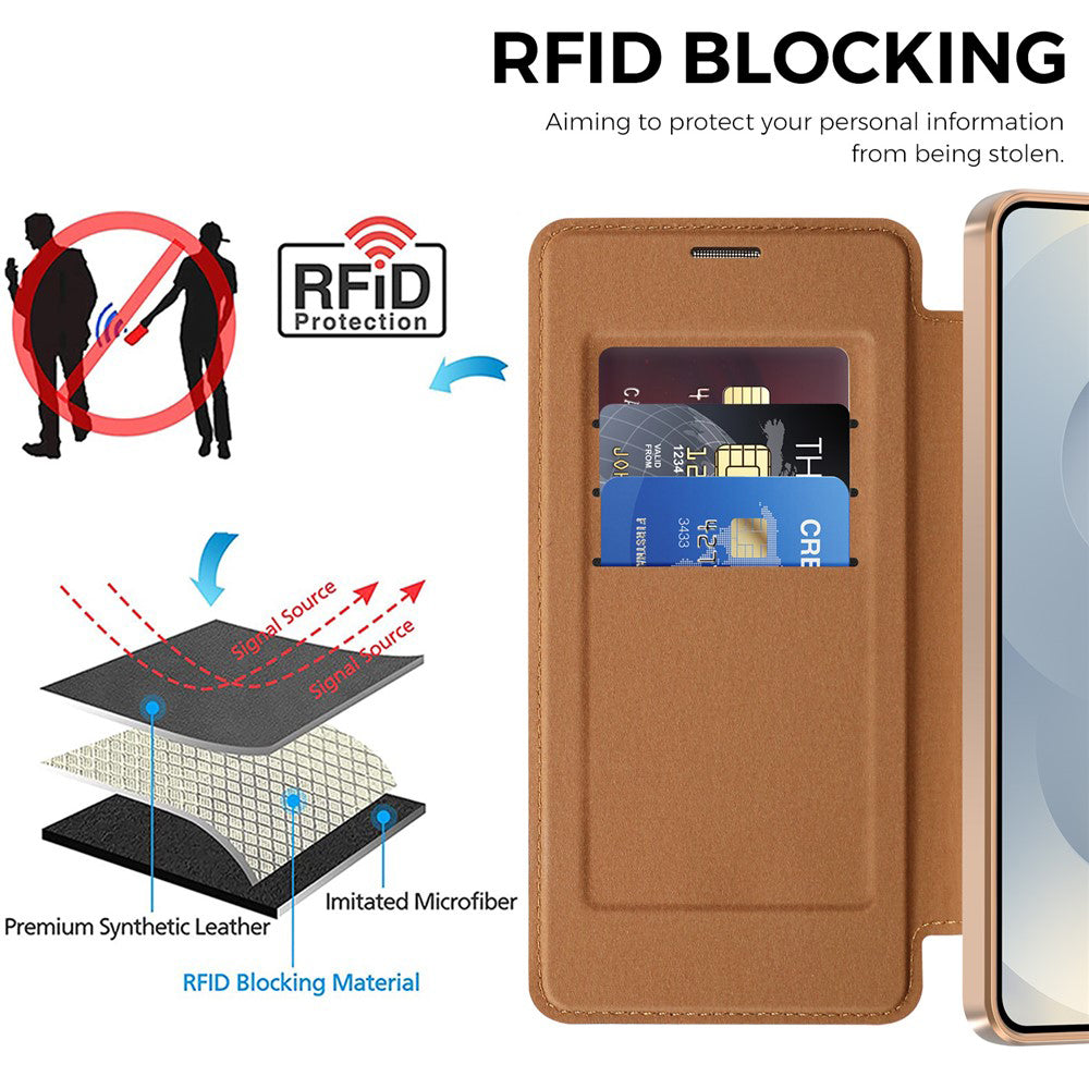 MagSafe Case for Samsung Galaxy S26 Plus, Techsuit, SmartMag Book, Brown