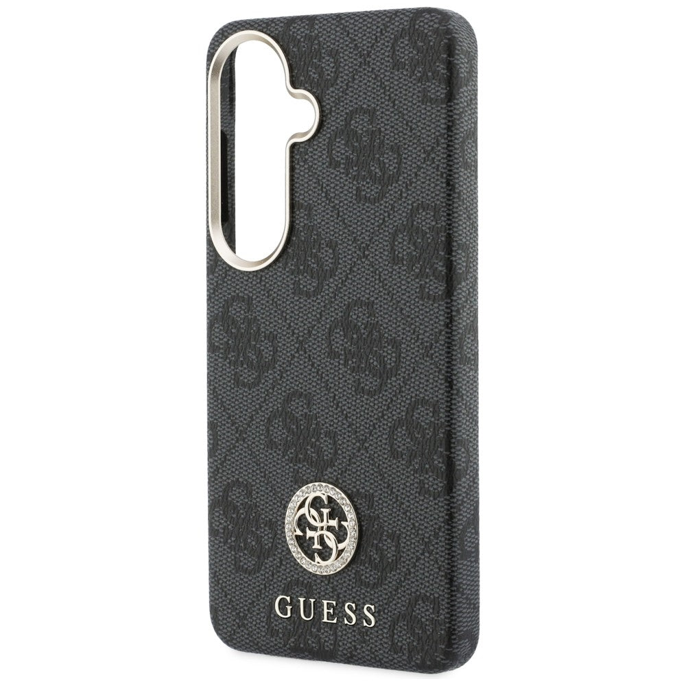 MagSafe hoesje voor Samsung Galaxy S26 S942, Guess, Rhinestone Round Logo, Zwart