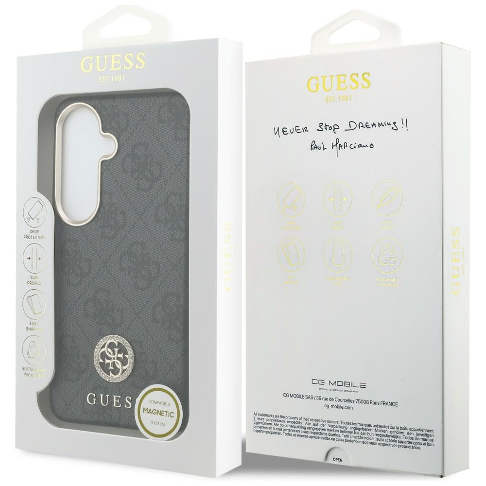 MagSafe hoesje voor Samsung Galaxy S26 S942, Guess, Rhinestone Round Logo, Zwart