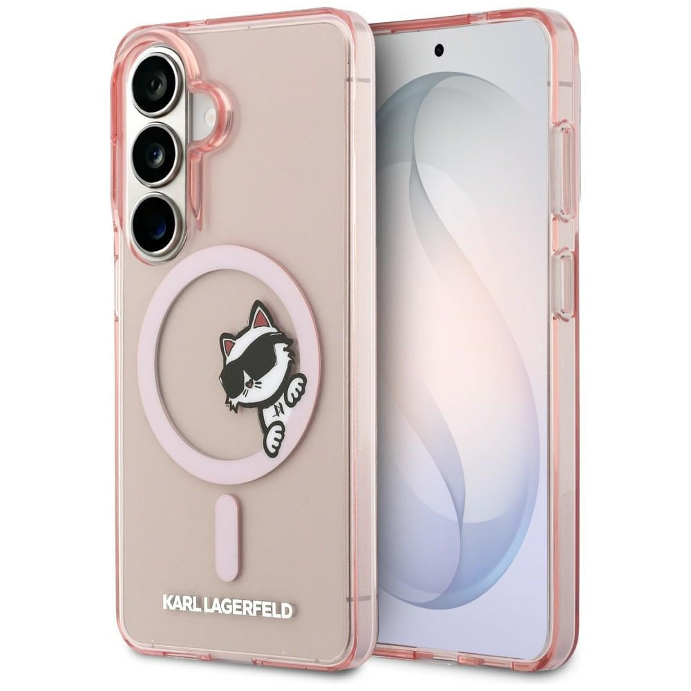 MagSafe hoesje voor Samsung Galaxy S26 S942, Karl Lagerfeld, IML Choupette Peekaboo Logo, Roze