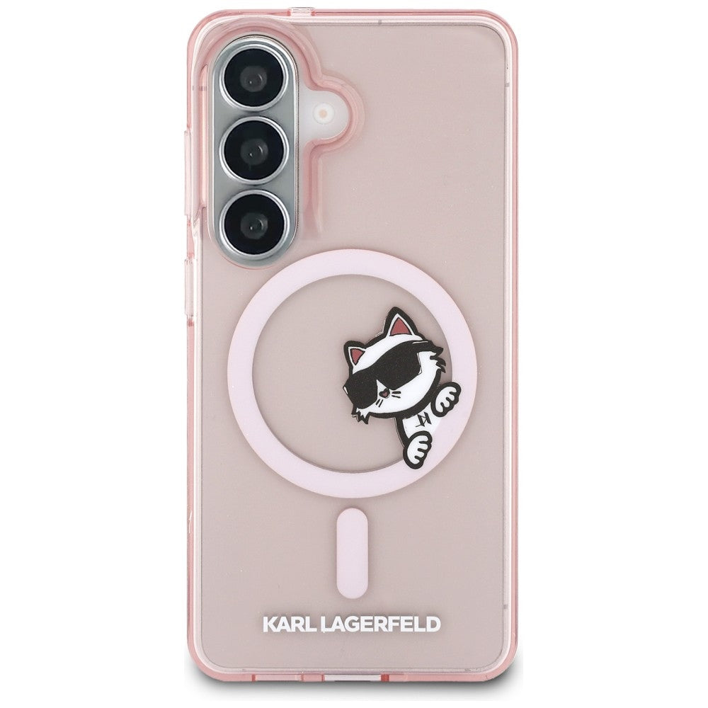 MagSafe hoesje voor Samsung Galaxy S26 S942, Karl Lagerfeld, IML Choupette Peekaboo Logo, Roze