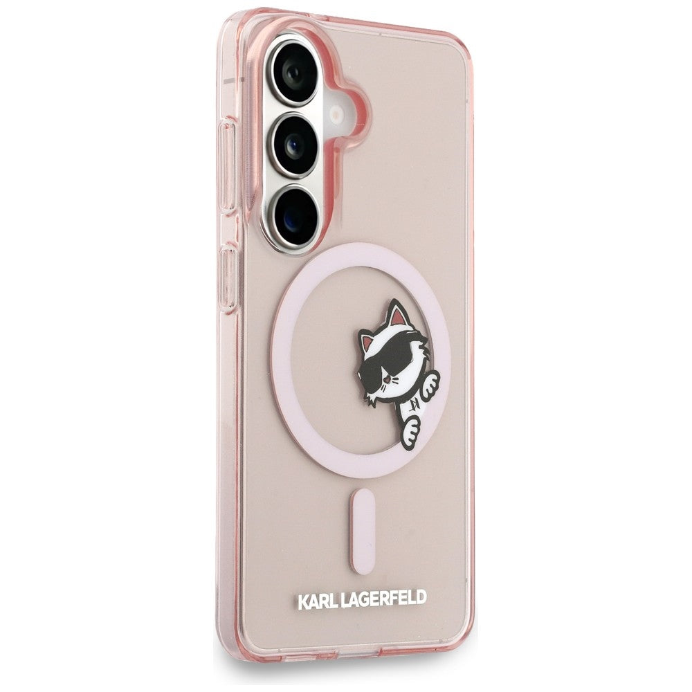 MagSafe hoesje voor Samsung Galaxy S26 S942, Karl Lagerfeld, IML Choupette Peekaboo Logo, Roze
