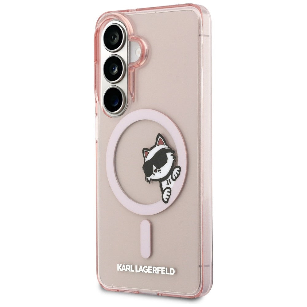 MagSafe hoesje voor Samsung Galaxy S26 S942, Karl Lagerfeld, IML Choupette Peekaboo Logo, Roze