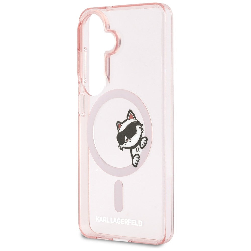 MagSafe hoesje voor Samsung Galaxy S26 S942, Karl Lagerfeld, IML Choupette Peekaboo Logo, Roze