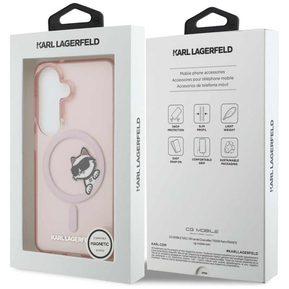 MagSafe hoesje voor Samsung Galaxy S26 S942, Karl Lagerfeld, IML Choupette Peekaboo Logo, Roze