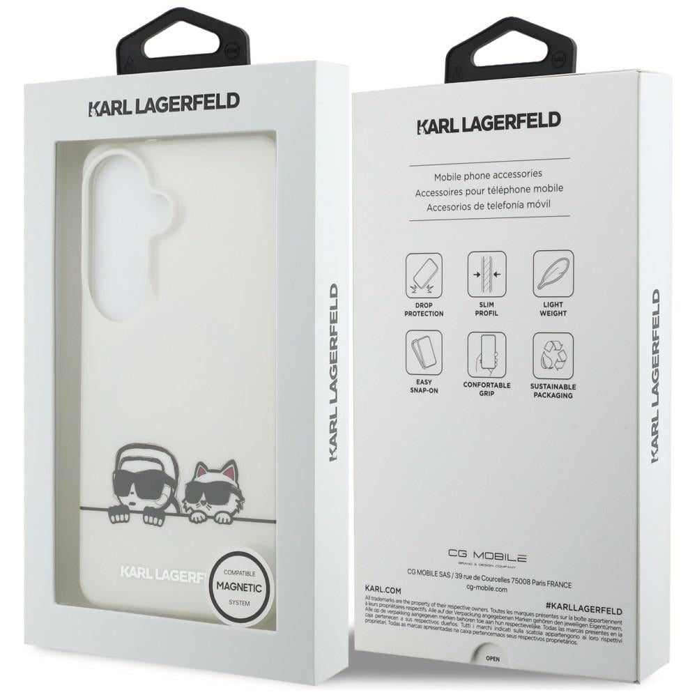 MagSafe hoesje voor Samsung Galaxy S26 S942, Karl Lagerfeld, IML Karl & Choupette Peekaboo Logo, Wit