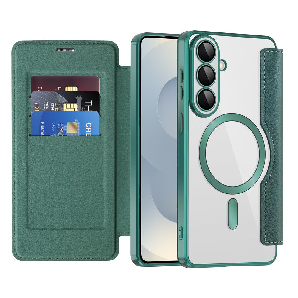 MagSafe Case for Samsung Galaxy S26, Techsuit, SmartMag Book, Green