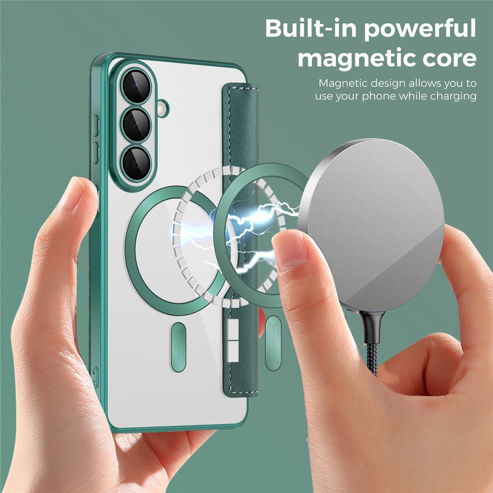 MagSafe Case for Samsung Galaxy S26, Techsuit, SmartMag Book, Green