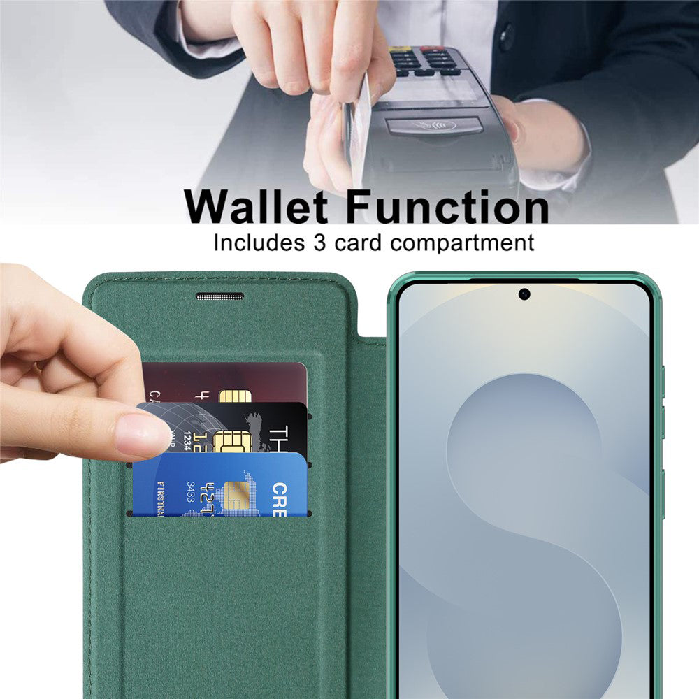 MagSafe Case for Samsung Galaxy S26, Techsuit, SmartMag Book, Green