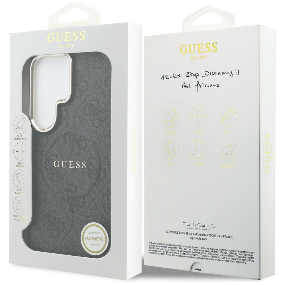 MagSafe Case for Samsung Galaxy S26 Ultra S948, Guess, 4G Embossed Ring, Black