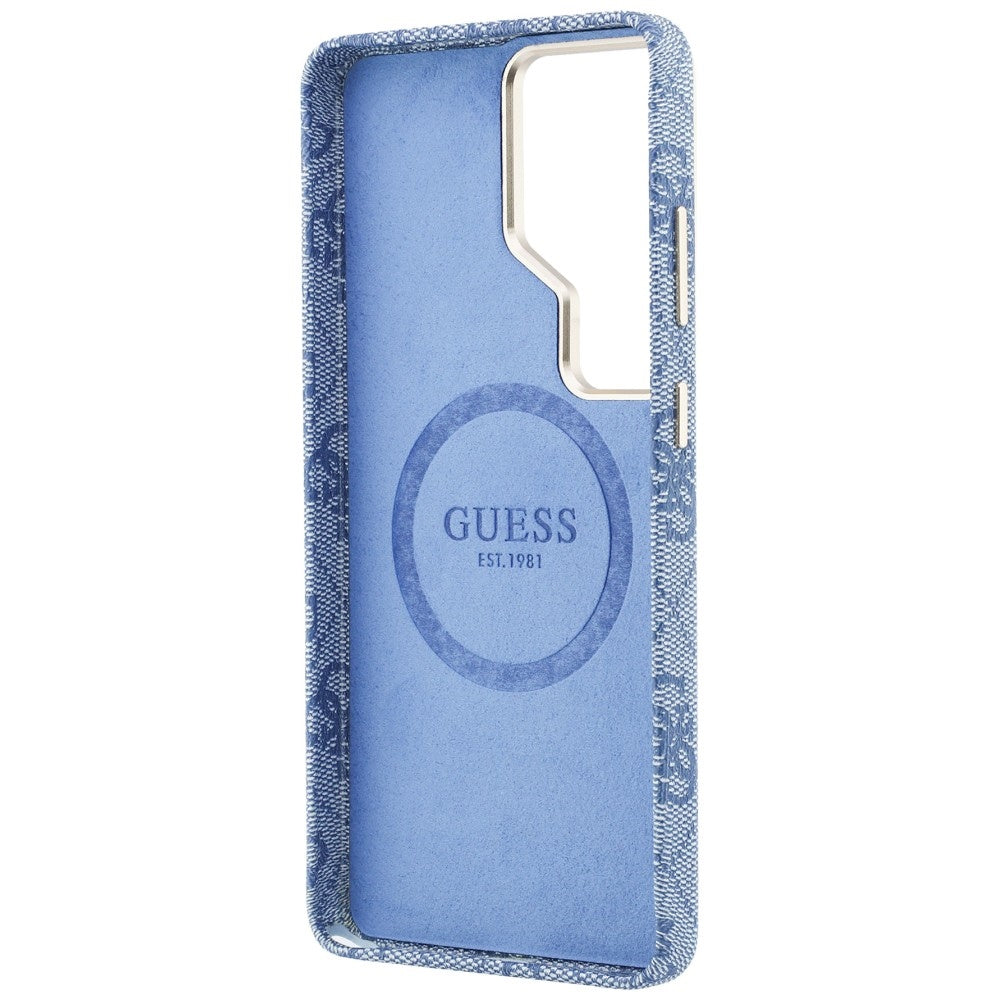 MagSafe hoesje voor Samsung Galaxy S26 Ultra S948, Guess, 4G Script Logo, Blauw