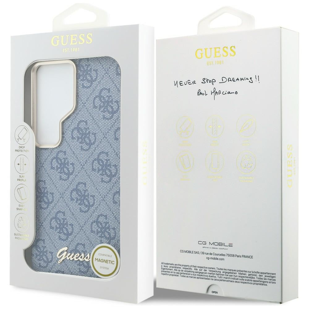 MagSafe hoesje voor Samsung Galaxy S26 Ultra S948, Guess, 4G Script Logo, Blauw