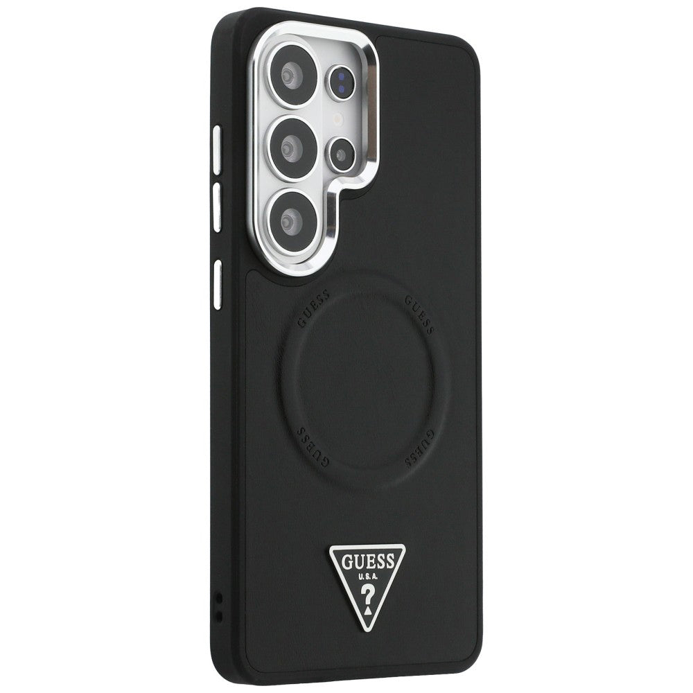 MagSafe hoesje voor Samsung Galaxy S26 Ultra S948, Guess, Embossed Ring Triangle Logo, Zwart