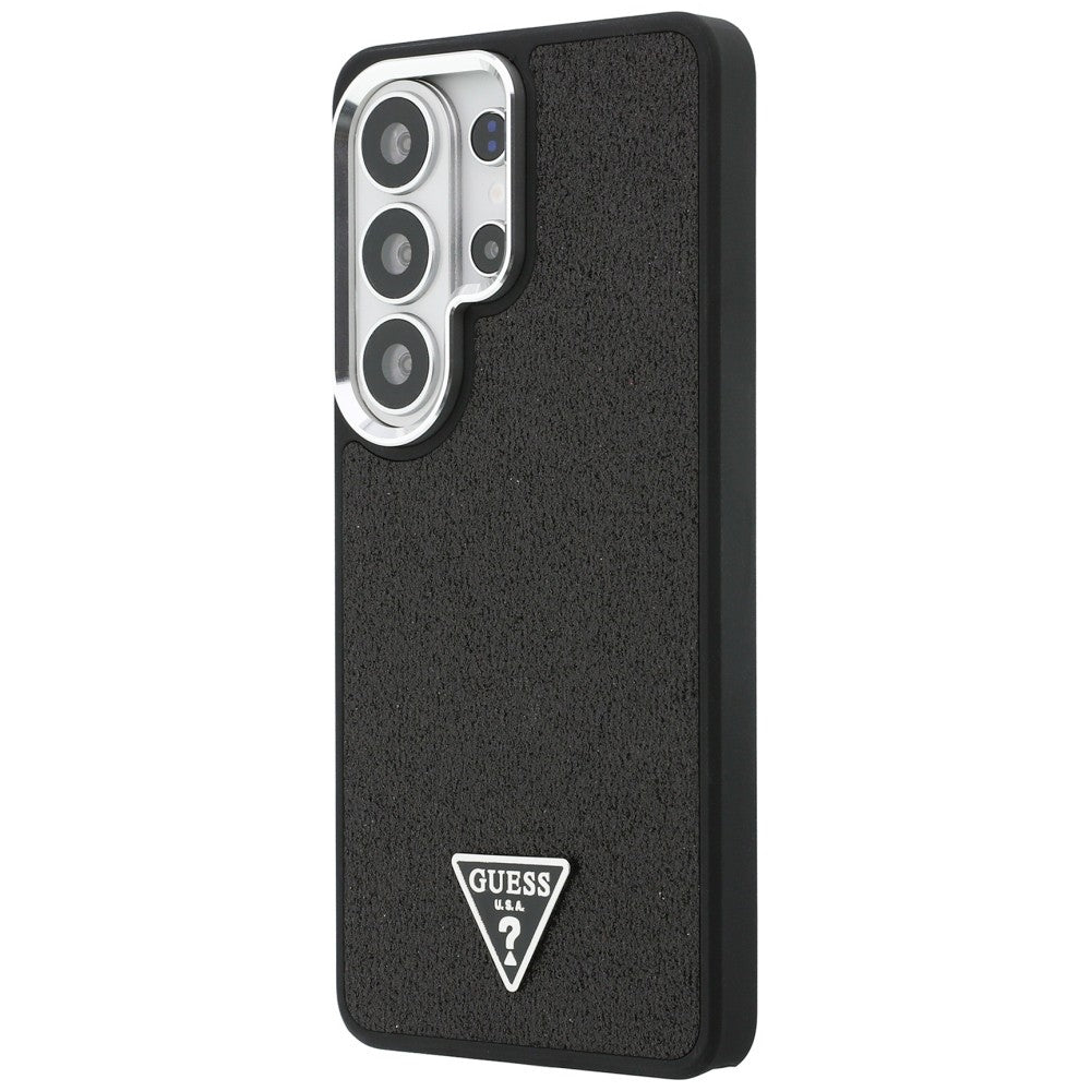 MagSafe Case for Samsung Galaxy S26 Ultra S948, Guess, Fixed Glitter Triangle Logo, Black