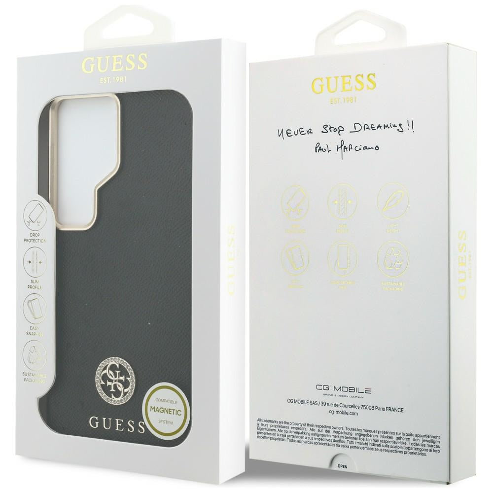 MagSafe hoes voor Samsung Galaxy S26 Ultra S948, Guess, Rhinestone Round Logo, Zwart