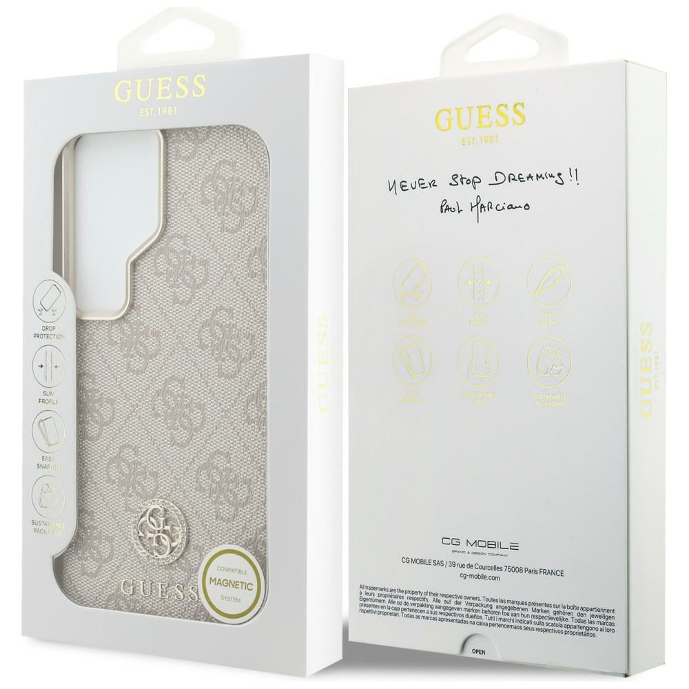 MagSafe hoesje voor Samsung Galaxy S26 Ultra S948, Guess, Rhinestone Round Logo, Roze