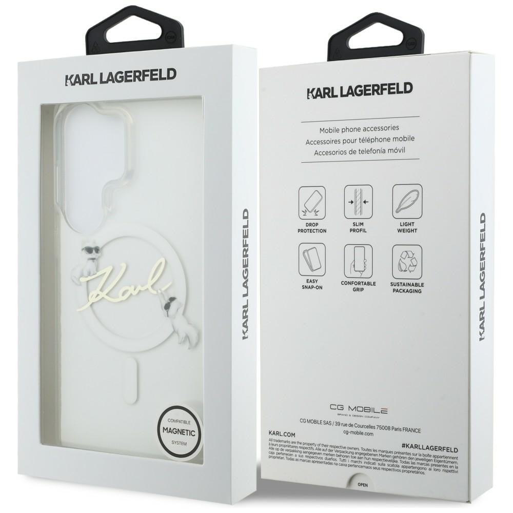 MagSafe Case for Samsung Galaxy S26 Ultra S948, Karl Lagerfeld, IML Choupette Karl Script Logo, White