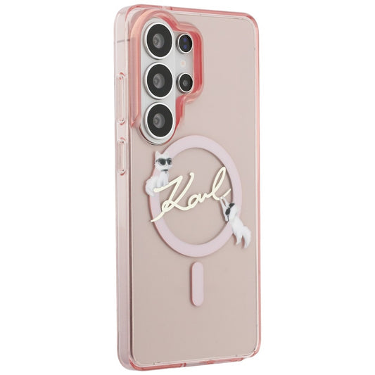 MagSafe hoesje voor Samsung Galaxy S26 Ultra S948, Karl Lagerfeld, IML Choupette Karl Script Logo, Roze