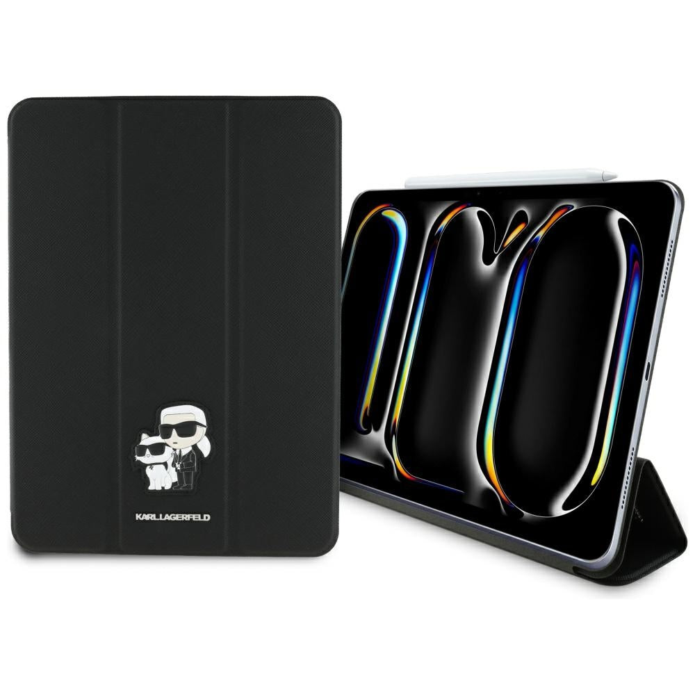 Hoes voor Apple iPad Pro 11 (2024), Karl Lagerfeld, Saffiano Karl & Choupette, Zwart