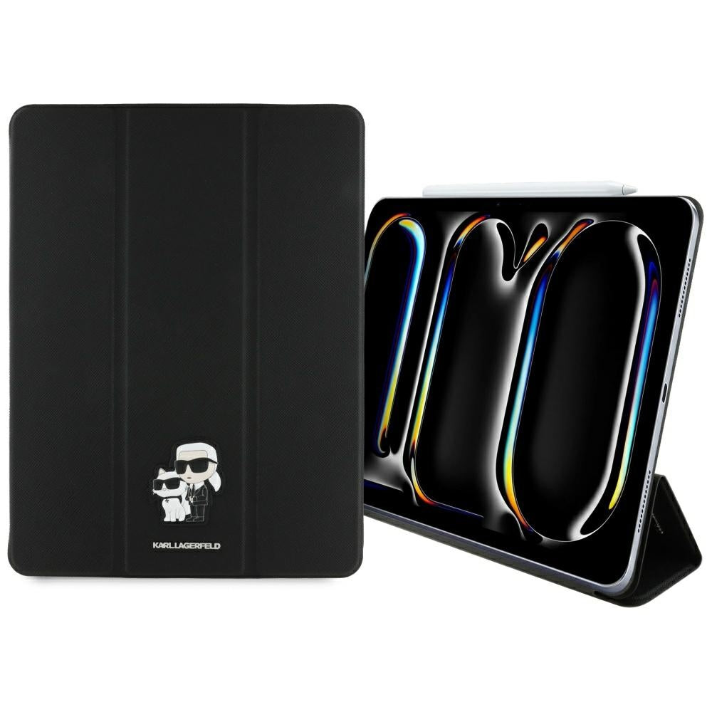 Hoes voor Apple iPad Pro 13 (2024), Karl Lagerfeld, Saffiano Karl & Choupette, Zwart