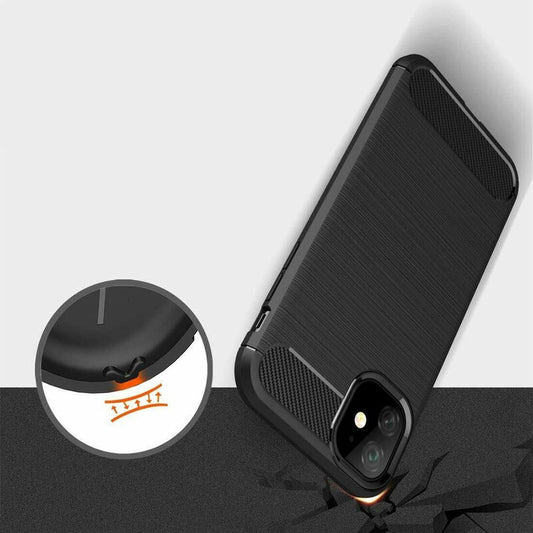 Hoes voor Apple iPhone 12 / 12 Pro, Techsuit, Carbon, Zwart